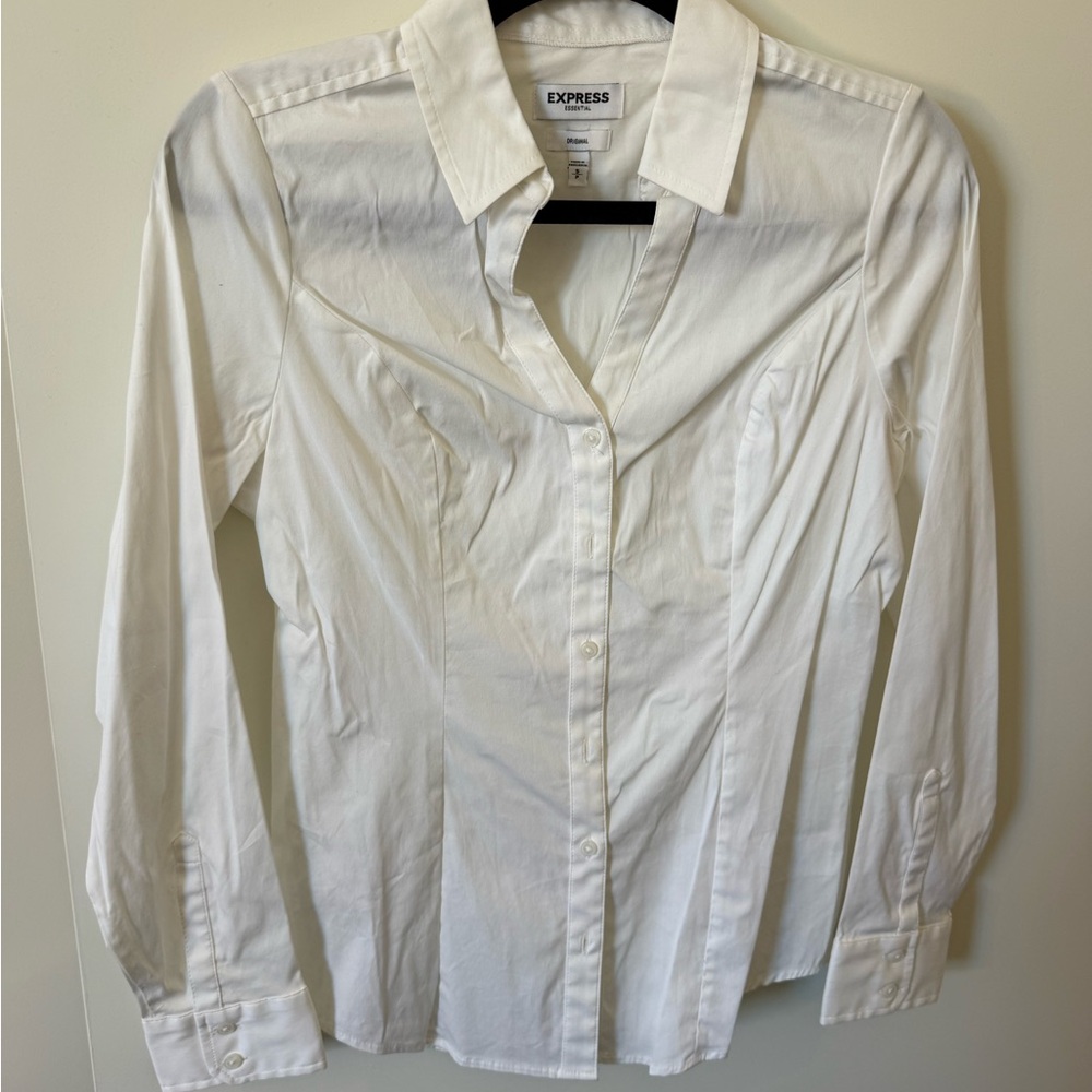 Express Essential White Button Down Shirt - image 1